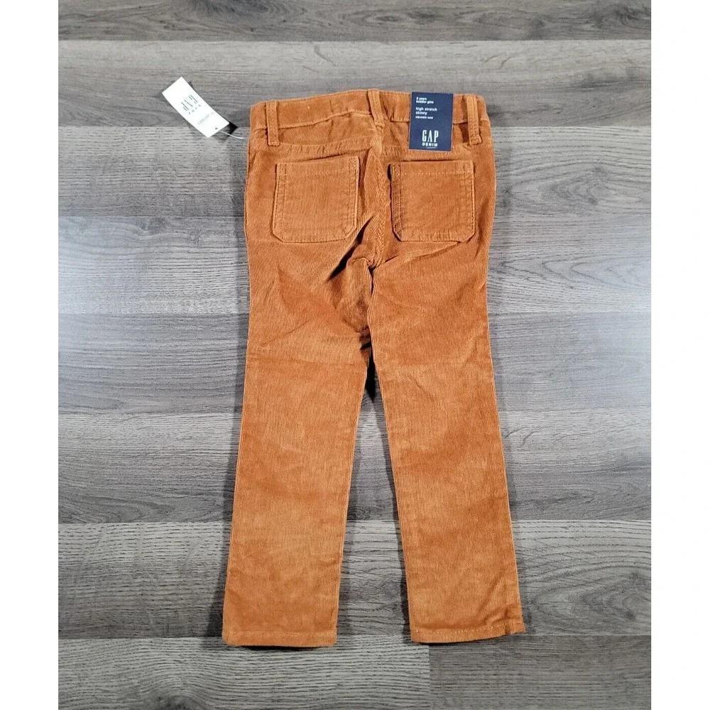 Baby Gap Corduroy Pants Size 3T Aztec Brown Skinny Fit High Stretch Girls NWT